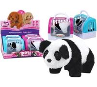 Un panda interactif dans une cage de transport