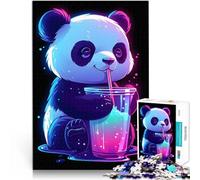 Un Panda Mignon sirote Une Boisson Puzzle 1000 pièces pour Adolescents Jeu de Quiz Renforcer l'amour Entre Les Couples 38x26cm