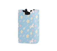 Un panier à linge mignon avec motif de licorne blanche, pliable et imperméable avec poignée robuste pour jouets maison 51 l cesto de ropa sucia para ni ? a