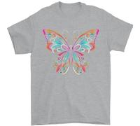 Un papillon coloré T-shirt pour homme 100 % coton, Gris (Sports), XL