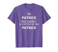 Un Patrick Pas chiant ce n'est Pas Un Vrai Patrick T-Shirt, Homme, Violet Chiné, XXL