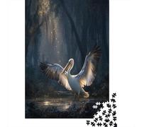 Un pélican Blanc géant dans la forêt Sombre 1000 Pièces, Puzzle Impossible pour Adultes, Cadeaux, pour Enfants70x50cm/1000pcs