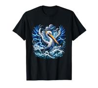 Un pélican éclair s'élevant au-Dessus des Vagues d'une tempête océanique T-Shirt