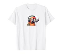 Un Perroquet avec Microphone T-Shirt Graphique avec Valeur, Homme, Blanc, L