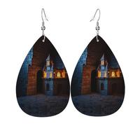 Un petit château Boucles d'oreilles en cuir en forme de goutte | Design haut de gamme, boucles d'oreilles de luxe légères