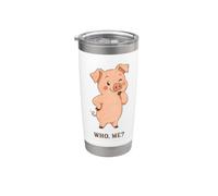 Un petit cochon innocent et drôle me demande qui je Gobelet isotherme en acier inoxydable double paroi