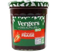 Un petit déjeuner gourmand et responsable avec la confiture extra de fraise bio VERGERS DES ALPILLES, pot en verre de 370g - Lot de 3
