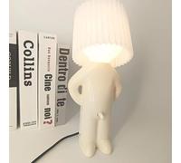Un petit homme timide lampe créative, une petite lampe de bureau de garçon coquine, lumière de nuit de chevet, lumières de nuit pour les adultes, petites lumières de nuit décoration (White)