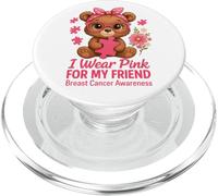 Un Petit Ours Rose Que Je Porte pour sensibiliser Mon Amie au Cancer du Sein PopSockets PopGrip pour MagSafe