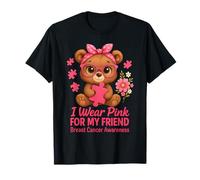 Un Petit Ours Rose Que Je Porte pour sensibiliser Mon Amie au Cancer du Sein T-Shirt