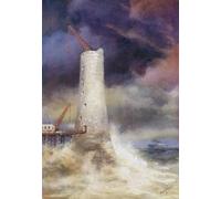 Un phare en construction. Du pays des merveilles de la connaissance publié c.1930 Affiche imprimée par Hilary Jane Morgan (30,5 x 45,7 cm)