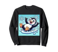 Un Pingouin Cool Glisse sur la Glace dans Un Pays des Merveilles d'hiver fantaisiste Sweatshirt