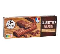 Un plaisir gourmand à chaque pause - CARREFOUR EXTRA Biscuits gaufrettes enrobées chocolat, Farine de blé française, Le paquet de 150g - Lot de 4