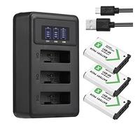 Un pour trois NP BX1 Chargeur de batterie 3 fois avec voyants LED + 3 batteries NP-BX1 3,6 V 1350 mAh avec câble de charge USB de remplacement pour Sony DSC-RX100/DSC-RX100 II/DSC-RX100M II/DSC-RX100