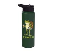 Un professeur de grenouille drôle va enseigner un mème Stainless Steel Insulated Water Bottle