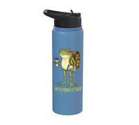 Un professeur de grenouille drôle va enseigner un mème Stainless Steel Insulated Water Bottle