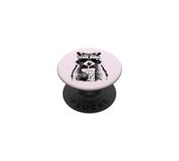 Un Raton Laveur drôle Boit du Café Glacé, été, Soleil, Café PopSockets PopGrip Adhésif