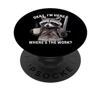 Un Raton Laveur drôle Qui Dit « OK, Je suis là », où est Le Travail PopSockets PopGrip Adhésif