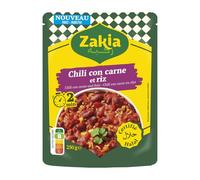 Un repas complet en 2 minutes avec le riz cuisiné Chili con carne au bœuf Halal ZAKIA, format pratique de 250g - Lot de 4