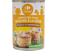 Un repas complet et réconfortant en quelques minutes avec CARREFOUR CLASSIC' Bouchées à la Reine Volaille et Champignons, Dinde française, Boîte de 400g - Lot de 4