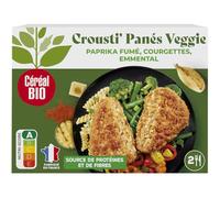 Un repas végétal croustillant et rapide à préparer - Cérééal BIO Crousti Panés Veggie paprika fumé courgettes emmental, format 160g - Lot de 3