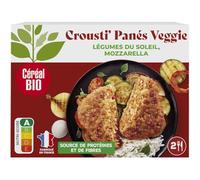 Un repas végétal rapide et savoureux - CEREAL BIO Crousti pané Légumes Soleil Mozza, source de protéines et fibres, 160g - Lot de 3