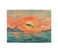 Un requin volant au coucher du soleil Puzzle en bois de 500 pièces pour adultes, puzzle stimulant pour taille de jeu 38,1 x 51,8 cm