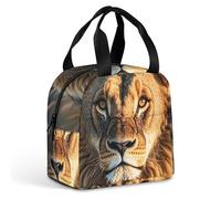 Un sac à déjeuner motif lion pour homme et femme, sac fourre-tout isotherme portable avec poignée, étanche, réutilisable, pour le travail, le pique-nique, les voyages