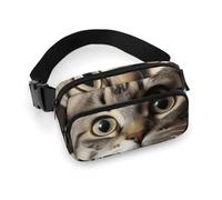 Un sac banane à motif chat curieux pour homme et femme avec sangle réglable pour voyage, sport, randonnée, chat curieux, 20 x 13 cm, sac banane, un chat curieux, 20 x 13 cm, sac banane, Un chat