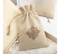 Un sac-cadeau en tissu avec une corde, Sacs cadeaux à cordon en lin, plusieurs tailles, lot de 50 pièces(100pcs With Logo,2.7x3.5inch(7x9cm))