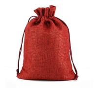 Un sac-cadeau en tissu avec une corde, Sacs cadeaux en toile de jute avec cordon de serrage, multicolores, plusieurs tailles, 50 pièces(Wine Red,10x14CM)