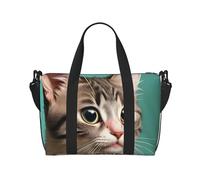 Un sac de voyage à main de chat curieux. Pour homme et femme. Matériau durable et design élégant, adapté pour les voyages d'affaires et de loisirs.