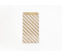 Un Sachet De 50 Pochettes Kraft - 12x24+4,5cm - Motif : Rayures Blanches - Idéal Pour : Confiseries, Bonbons, Livre De Poche, Emballage Cadeaux, Pochette Cadeau Kraft