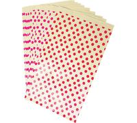 Un Sachet De 50 Pochettes Kraft - 24x35+6cm - Motif : Pois Rouges - Idéal Pour : Confiseries, Bonbons, Cupcakes, Livre, Bijoux, Emballage Cadeaux, Pochette Cadeau Kraft