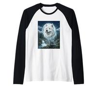 Un samoyède Hurlant vers la Lune, Un mème Amusant pour Les Amoureux des Chiens Manche Raglan