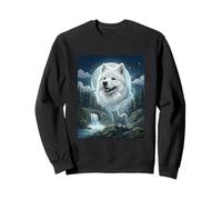 Un samoyède Hurlant vers la Lune, Un mème Amusant pour Les Amoureux des Chiens Sweatshirt