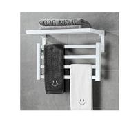 Un sèche-serviettes chauffant blanc, droit, pour salle de bain avec réglage de la température par minuterie, séchoir chauffant avec étagère supérieure, porte-serviettes chauffant mural en aluminium