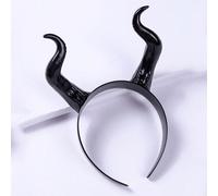 Un serre-tête en plastique avec cornes d'Halloween, accessoire de cheveux avec cornes de diable, accessoires noirs, serre-tête de cosplay, accessoire amusant de roi démon taureau, cornes UnicolorePoly