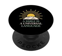 Un Sourire est Un langage Universel, Une Personne optimiste Positive PopSockets PopGrip Adhésif