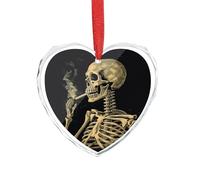 Un squelette avec cigarette brûlante en cristal transparent pendentif cœur breloque romantique cristal amour pendentif décoration à suspendre pour bricolage artisanat cadeau pour la maison, fenêtre