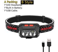 Un Style D'emballage B - Avoir Une Boîte - Lampe Frontale À Led Avec Batterie Intégrée, Rechargeable Par Usb, Lumière Rouge, Idéal Pour La Pêche, Le Camping Ou La Tente, 2 Modèles