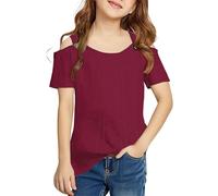 UN T-shirt décontracté uni à manches courtes avec bretelles pour et filles de 5 à 14 ans T-shirt à manches longues 1er garçon, rouge, 9-10 ans