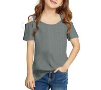 UN T-shirt décontracté uni à manches courtes avec bretelles pour et filles de 5 à 14 ans T-shirt à manches longues 1er garçon, gris, 9-10 ans