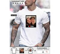 Un t-shirt homme personnalisé, sportif, respirant, personnalisé avec une photo (petite amie, petit ami, photo de couple) et un texte exclusif (date) pour concevoir votre propre t-shirt imprimé personn