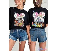 Un t-shirt imprimé représentant Mickey Mouse et ses amis de Disney. Il présente un design d'impression double face et constitue une option de cadeau idéale. L,M,S,XL,XXLHalloweenPolyester