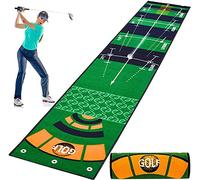 Un tapis de jeu de golf intérieur / extérieur port Tapis de putting de golf 118,8 x 19,5 pouces, base en caoutchouc, guides d'alignement, pratique intérieure et extérieure, portable, facile à nettoyer