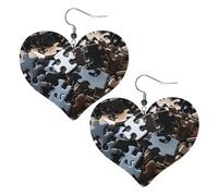Un tas de pièces de puzzle boucles d'oreilles en forme de larme en cuir synthétique, boucles d'oreilles pendantes tendance et légères pour femmes mariages, fêtes, cérémonies, banquets, cadeaux