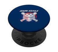 Un Tigre avec des battes de Baseball croisées fierté de la Corée du Sud PopSockets PopGrip Adhésif