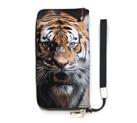 Un tigre dans une cage - Portefeuille long fin en cuir synthétique pour homme et femme - Portefeuille minimaliste avec fentes pour cartes, blanc, 20 x 10,5 cm, blanc, 20x10.5cm