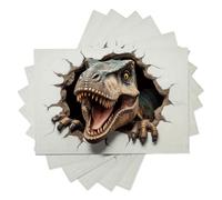 Un Tyrannosaure Rex Défonce Le Mur Sets De Table Lavable 45x30cm, Lot de 2 Lavables Résistants à La Chaleur Sets De Table Animal en Illusion 3D pour Banquet Cuisine Décoration De Fête, Gris